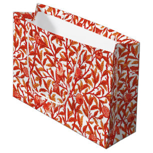 Grand Sac Cadeau Oiseau & grenade Art Nouveau, Mandarin Orange