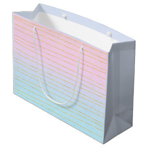 Grand Sac Cadeau Ombre bleu rose avec lignes or