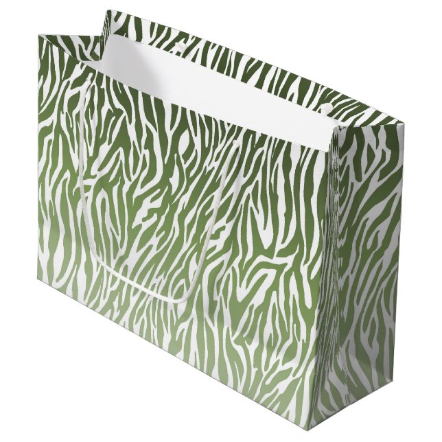 Grand Sac Cadeau Ombre d'impression Wild Green Zebra (Devant Angle)