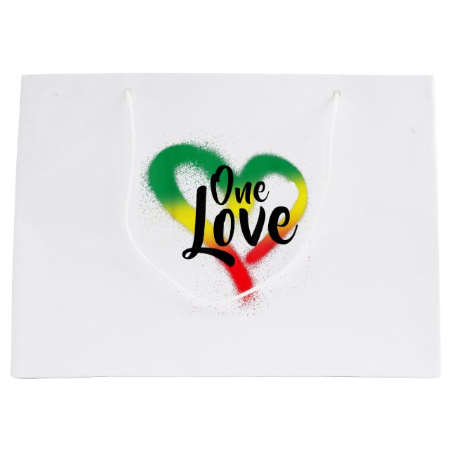 Grand Sac Cadeau One Love One Heart Reggae Vibes (Devant)
