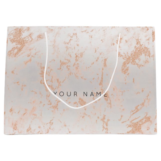 Grand Sac Cadeau Or Blush Marbre Métallurgique Cadeau Gris Poche Ar (Devant)