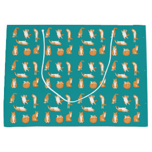 Grand Sac Cadeau Orange Cats Funny