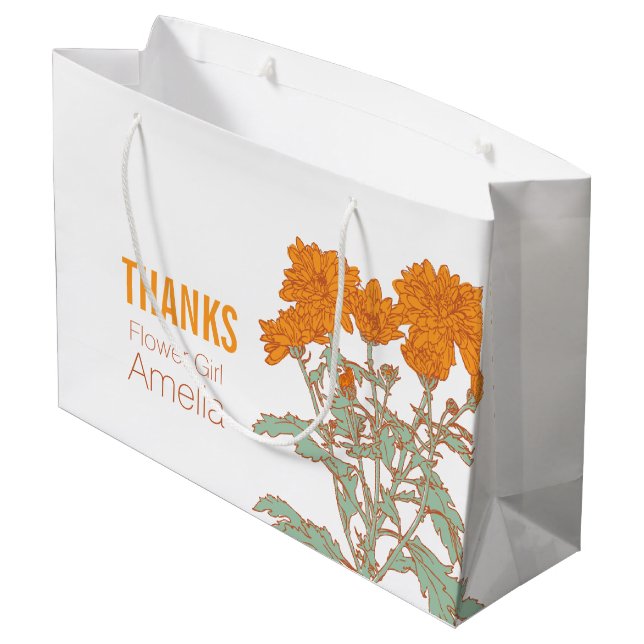 Grand Sac Cadeau Orange chrysanthemum fille fleur mariage favoriser (Dos Angle)