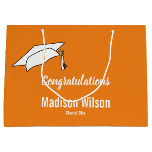 Grand Sac Cadeau Orange et White Félicitations Graduation