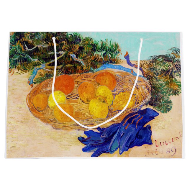 Grand Sac Cadeau Oranges et citrons avec gants bleus, Van Gogh (Devant)