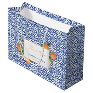 Grand Sac Cadeau Oranges Sucrées Et Mariage Carrelage Bleu Blanc