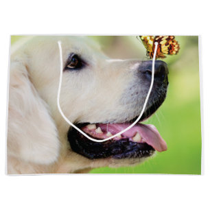 Grand Sac Cadeau Oreiller À Lancer Du Labrador Et Du Papillon