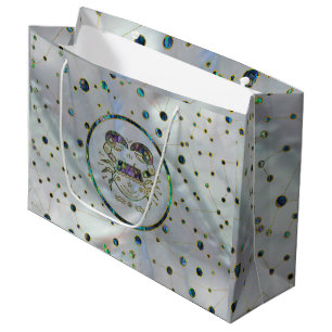 Grand Sac Cadeau Ormeau d'or de zodiaque de Cancer sur la