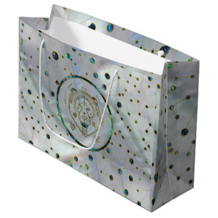 Grand Sac Cadeau Ormeau d'or de zodiaque de Lion sur la