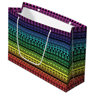 Grand Sac Cadeau Ornement arc-en-ciel coloré