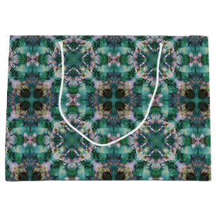 Grand Sac Cadeau Ornement vert-turquoise