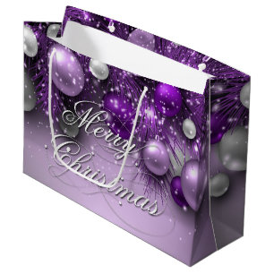 Grand Sac Cadeau Ornements de Noël - Purples