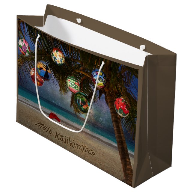 Grand Sac Cadeau Ornements de Noël tropicaux (Devant Angle)