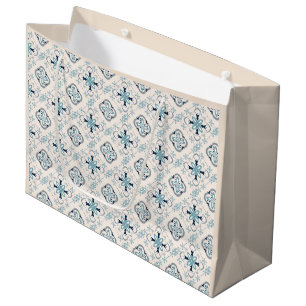 Grand Sac Cadeau ornements marocains bleu crème ethnique orientale