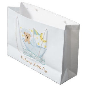 Grand Sac Cadeau Ours de bateau en papier doux