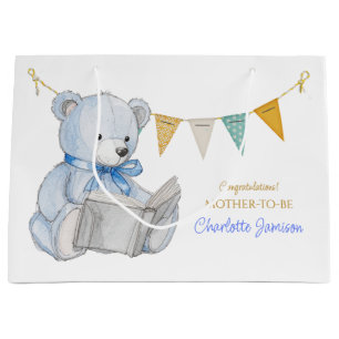 Grand Sac Cadeau Ours personnalisé lecture d'un Baby shower de livr