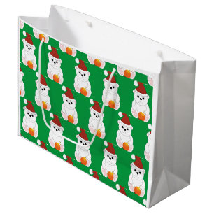 Grand Sac Cadeau Ours polaire Noël chapeau de Noël mignon motif ver