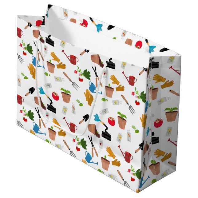 Grand Sac Cadeau Outils de jardinage Plante jardinier Motif (Devant Angle)
