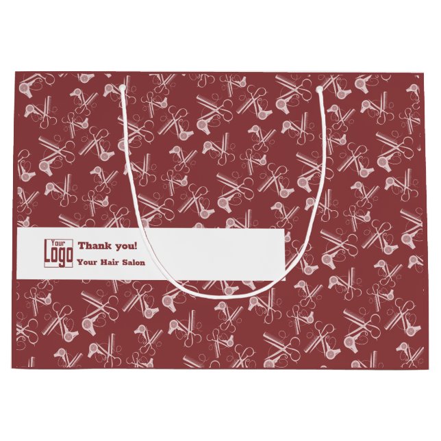 Grand Sac Cadeau Outils Salon Logo motif Motto QR Code Bourgogne (Devant)