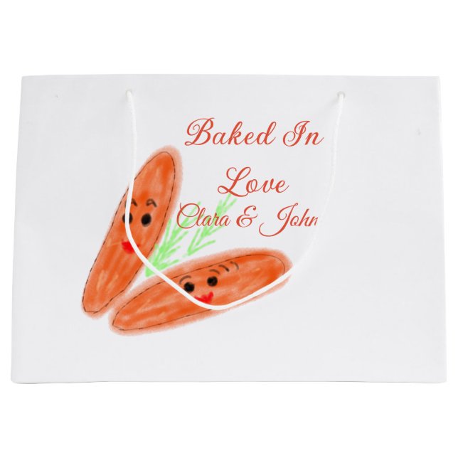 Grand Sac Cadeau Pain orange couple émoji cuit dans l'amour ajouter (Devant)