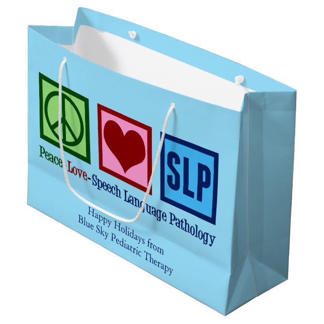Grand Sac Cadeau Paix Amour Discours Langue Pathologie Noël (Devant Angle)