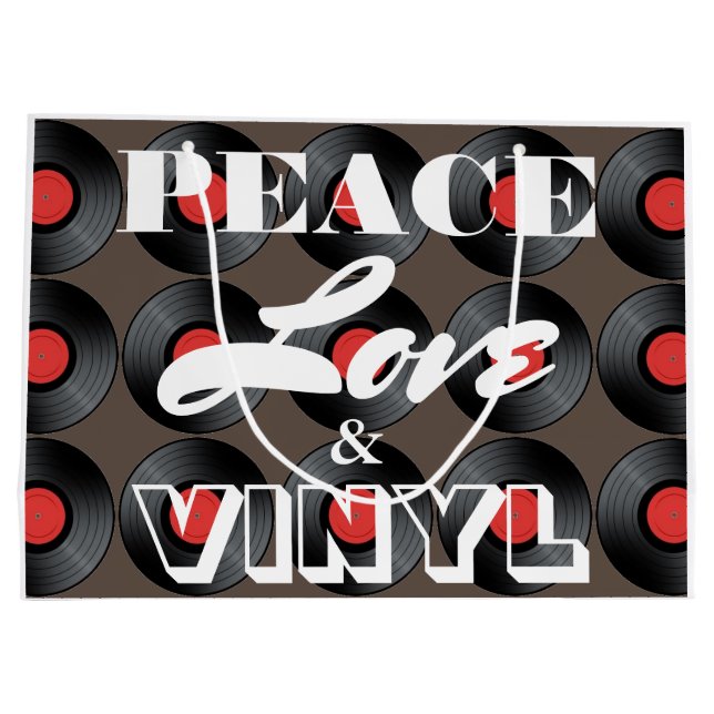 Grand Sac Cadeau Paix, amour et vinyle (Dos)