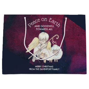 Grand Sac Cadeau Paix sur Terre et bonne volonté envers tous les be