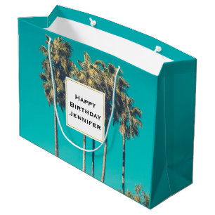 Grand Sac Cadeau Palmiers tropicaux Anniversaire Rétro