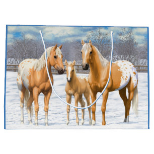 Grand Sac Cadeau Palomino Appaloosa Chevaux En Neige