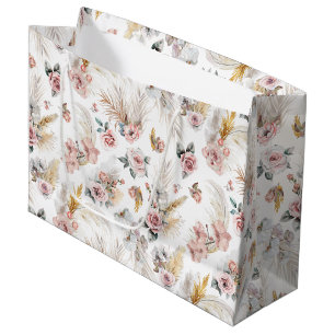 Grand Sac Cadeau Pampas Grass Boho Motif Floral