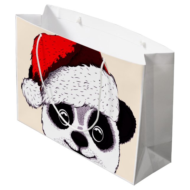 Grand Sac Cadeau panda mignon et drôle à Noël (Dos Angle)