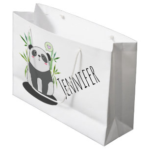 Grand Sac Cadeau Panda noir et blanc mignonne en Bambou