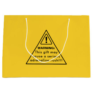 Grand Sac Cadeau Panneau de mise en garde jaune pour une fête amusa