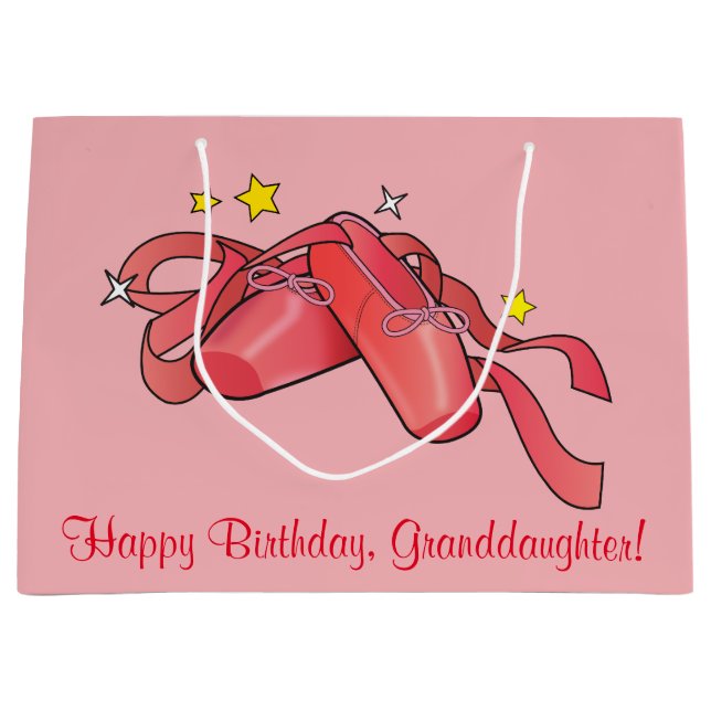 Grand Sac Cadeau Pantoufles de ballet d'anniversaire de (Devant)