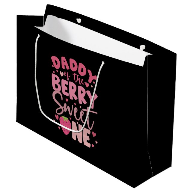 Grand Sac Cadeau Papa Du Berry Sweet One Strawberry Anniversaire (Devant Angle)