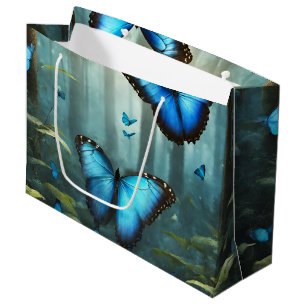 Grand Sac Cadeau Papillon bleu Morpho