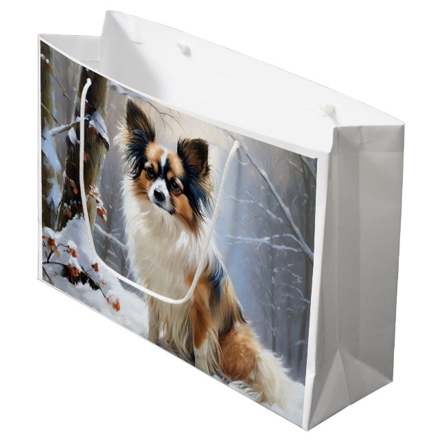 Grand Sac Cadeau Papillon Laisser neiger Noël (Devant Angle)
