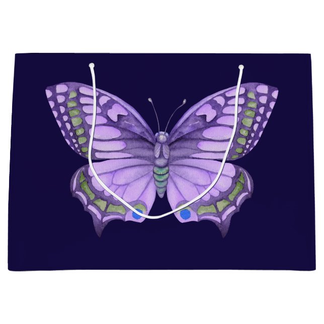 Grand Sac Cadeau Papillon pourpre (Devant)