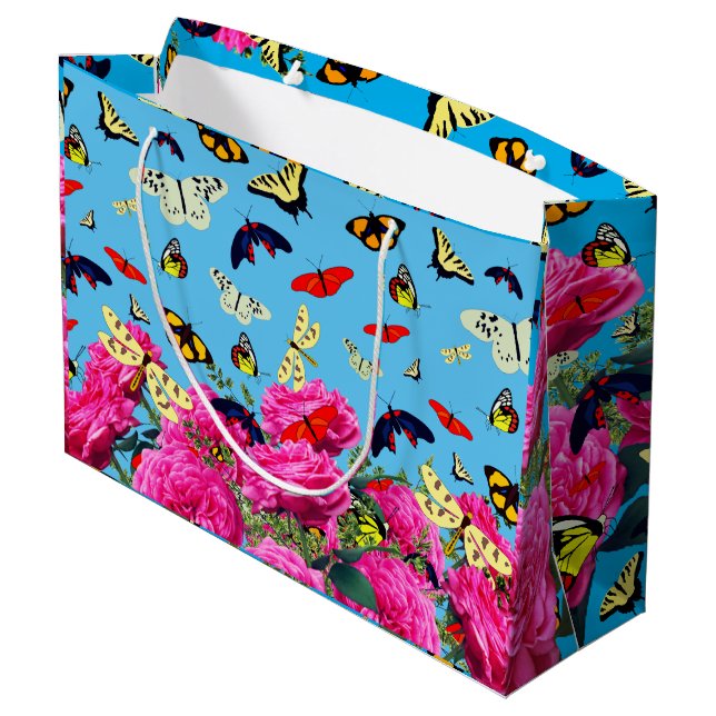 Grand Sac Cadeau Papillon rose (Dos Angle)