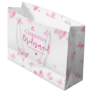 Grand Sac Cadeau Papillons rose Aquarelle Bridesmaid Merci