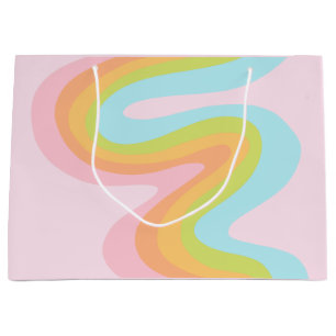 Grand Sac Cadeau Pâque arc-en-ciel pastel