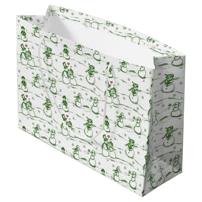 Grand Sac Cadeau Parade des neiges toile - vert (Dos Angle)