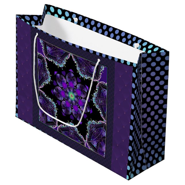 Grand Sac Cadeau Parapluie violet & coeurs .7 (Devant Angle)