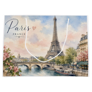 Grand Sac Cadeau Paris France Tour Eiffel rivière seine