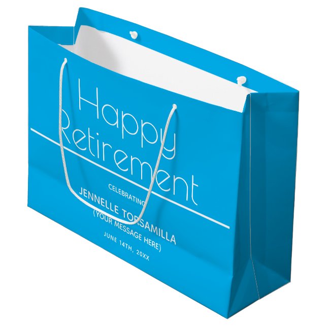 Grand Sac Cadeau Parti de retraite bleu (Devant Angle)