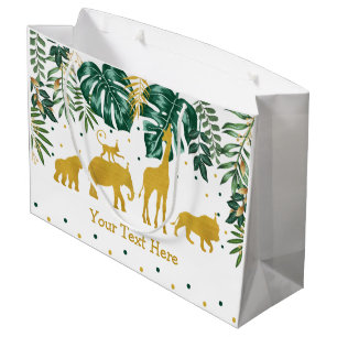 Grand Sac Cadeau Partie tropicale moderne d'animaux de safari de