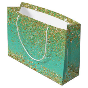 Grand Sac Cadeau Parties scintillant d'or en cascade Glittery Glam 