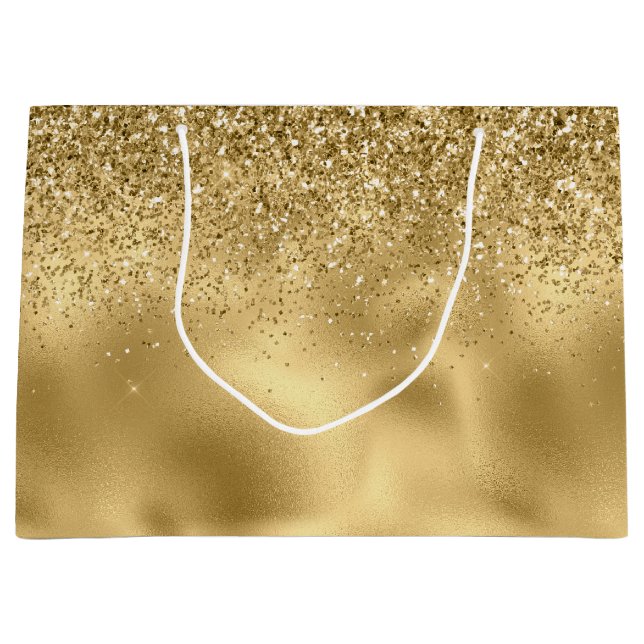 Grand Sac Cadeau Parties scintillant Glitzy Gold Glam     (Devant)