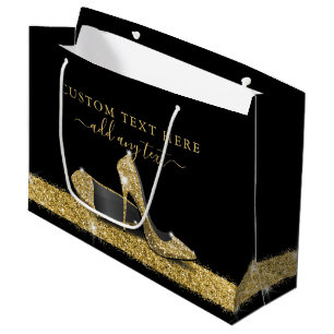Grand Sac Cadeau Parties scintillant hauts talons Or Noir personnal