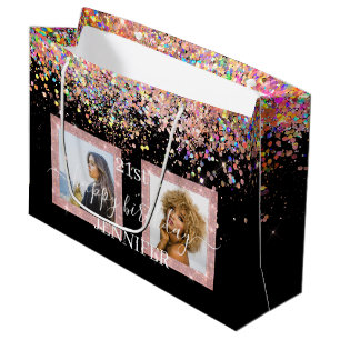 Grand Sac Cadeau Parties scintillant Holographique Photo personnali